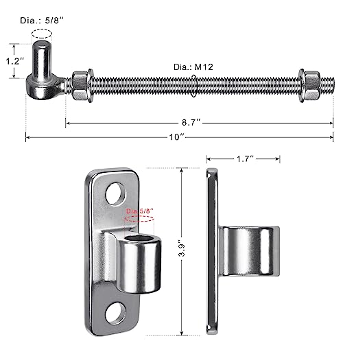 Insaga 10'' J Bolt Gate Hinge and Wall Mount Hinge 2Pack, Heavy Duty 304 Stainless Steel Gate Hinges, One Piece with Non-Welded for Farm, Fence, Garden, Metal Gates, Load Capacity up to 500LB - size: 10''-2Pack
