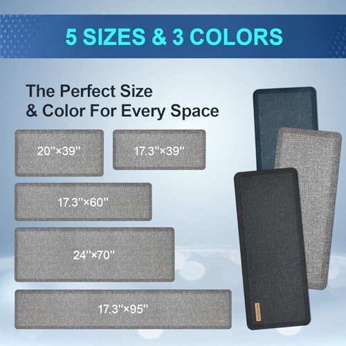 Anti Slip 3/4 inchs Anti Fatigue Kitchen Floor Mat, Ergonomic Comfort Standing Mat, Waterproof Kitchen Runner for Home, Kitchen, Office, Laundry, Garage (Light Gray, 20" x 48" -0.75") - size: 48"L x 20"W x 0.8"Th