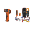 Klein Tools IR5 Dual Laser 12:1 Infrared Thermometer Digital Backlit & CL120VP Electrical Voltage Test Kit with Clamp Meter, Three Testers, Test Leads, Pouch and Batteries
