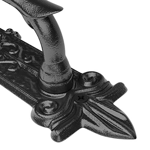 SMARTSTANDARD 9" Barn Door Handle, Heavy Duty Black Powder Coated, 4PCS | Antique Barn Door Handle, Large Rustic Retro Cast Iron Handle for Gates Garages Sheds Furniture, Square - size: 4 handles