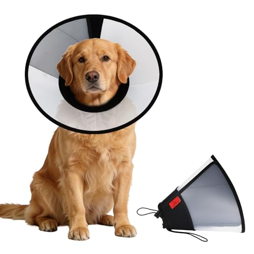 Plastic Dog Recovery Cone Collar, Soft Comfortable Breathable Post-Surgery Pet Cone, Escape-Proof, Easy Clean, Prevents Licking Wounds, Waterproof & Adjustable L (Neck 14.1"-18.1") - size: L(Neck 14.1"-18.1")