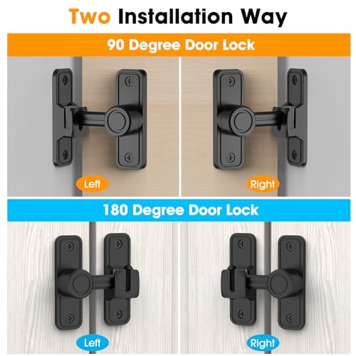 Sliding Barn Door Lock, 90 Degree Locks, 2 Pack-Black | Flip Gate Latches for Garden, Bathroom, Outdoor, Garage, Window, Barn Doors - color: 2 Pack-Black