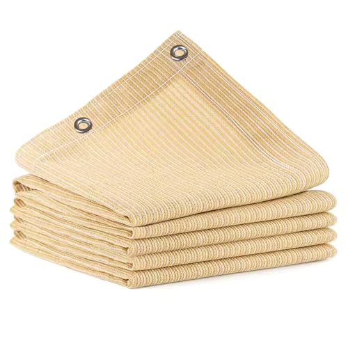 8x8 FT Shade Cloth, 90% UV Block, 200GSM HDPE Fabric | Breathable Beige Sun Shade Screen with Grommets for Patio, Pergola, Garden, Outdoor, Deck, Backyard & Carport - size: 8x8 FT