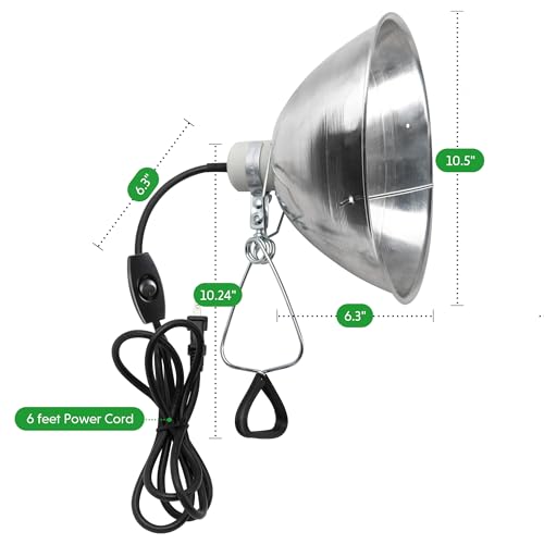 Simple Deluxe Adjustable Clamp Lamp with 10.5" Aluminum Reflector and Bulb Guard, 250W E26 Socket (Bulb Not Included), 6ft 18/2 SJT Cord,Silver - size: 10.5 Inch (250 Watts), style: 2-Pack (Ceramics)