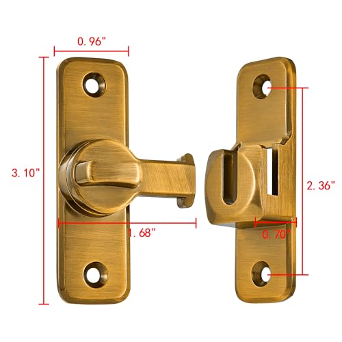 2 Pcs Brass 90/180 Degree Flip Latch,Zinc Alloy Barn Door Latch | Right Angle Door Lock Latch,Sliding Door Latch Lock,for Cabinets,Bedroom,Fence Gates,Window,Garden,Garage,Pet Cage - color: Brass
