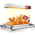 PYY French Fry Warmer - 500W Food Heat Lamp with U Shape Base Stand Stainless Steel Commercial Fry Warmer for French Fries Electric Heating Radiation, Adjustable Height, Silver - size: 18L Adjust Height