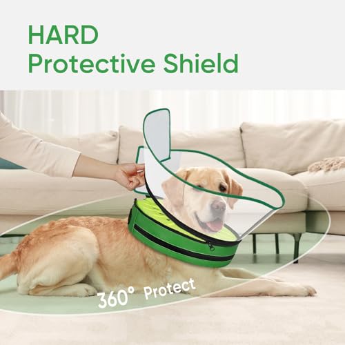Supet Sponge Dog Cone Collar Stop Licking After Surgery, Dog Donut Collar | Adjustable Dog Recovery Collar Alternative, Detachable Shield, Soft, Comfy Cone, Neck Pillow for Small Dogs - color: Kiwi, size: S(Neck 6"-9")