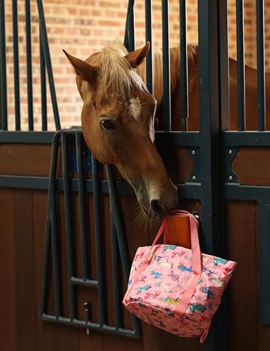 Harrison Howard Complete Horse Grooming Set, 11-Piece Advanced Daily Grooming Tools with Extra Brushes for Full Horse Care Pink Brushstroke Ponies - color: Pink