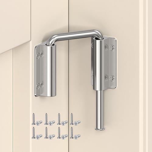 Upgraded Sliding Door Loop Lock, Gate Latches, Silver | 90/180 Degree Patio-Security U-Bolt Latch Lock for Barn Door, Closet, Fence, Window, Multi-Angle, Aluminum Alloy - color: Silver-1PC