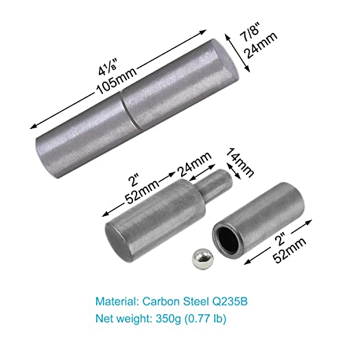 4 Pcs Weldable Barrel Hinges 4⅛ x 1" Heavy Duty Steel Weld On Bullet Gate Hinge 1200 lbs Load Capacity for Metal Swing Door,Trailer Ramp Gate, ½ Dia Pin,Ball Bearing Detachable Hinges