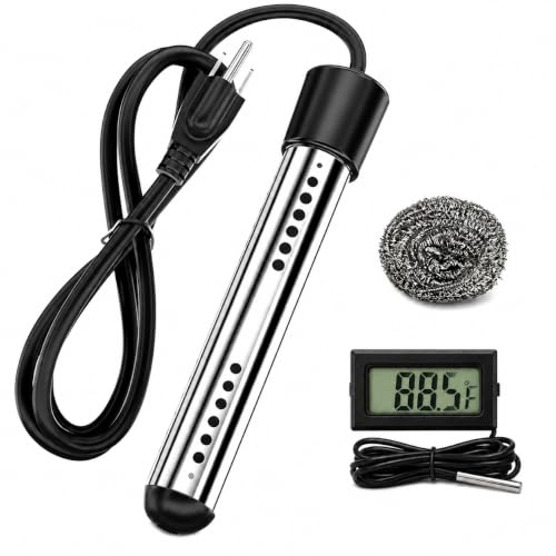 2000W Fast Heating Immersion Water Heater | Submersible Bucket Heater with 304 SS & Digital Thermometer, Safe & Compact Design for Tubs,Inflatable Pool & Farm