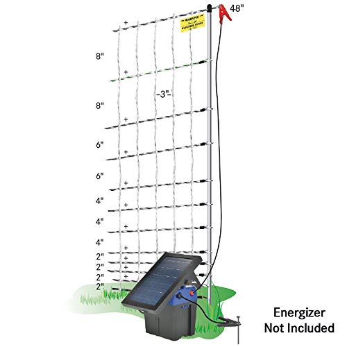 Premier 1 PoultryNet® Plus, Electric Fence for Chickens – 48"H x 100'L | White/black. Double spike for extra stability. Posts every 6.8 ft to reduce sag. Chickens & ducks. Energizer sold separately.
