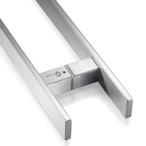 TOGU TG-6018 24 inches Solid Standoffs Heavy-Duty Commercial Grade-304 Stainless Steel Push Pull Door Handle/Barn Door Pull Handle/Glass Pulls, Full Brushed Stainless Steel Finish