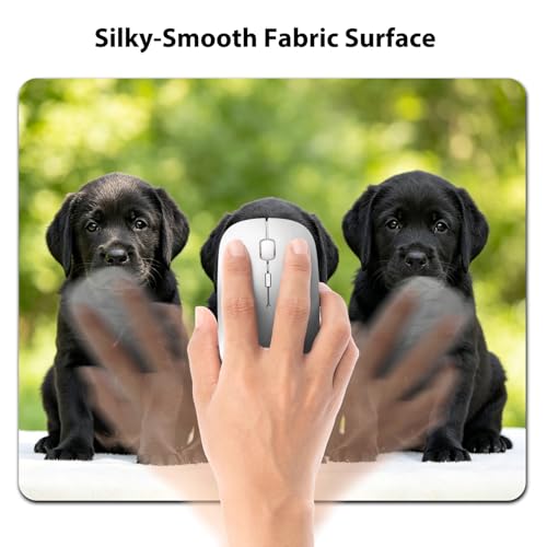 Three Black Lab Puppies Mouse Pad 9.5" x 7.9", Adorable Labrador Retriever Puppies Cute Desk Mat, Dog Mom Gift - color: Black Lab Puppies
