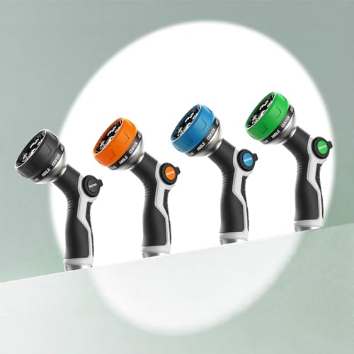RESTMO 10-in-1 Water Hose Nozzle, Garden Hose Sprayer with 10 Adjustable Spray Patterns, Easy Thumb Control for Flow Adjustment, Ideal for Watering Plants & Lawns, Washing Cars & Pets, Black - color: Black