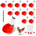 Chicken Water Cups 12 Pack, Automatic Filling Waterer Feeder Bowl, Gravity Poultry Watering System, Chicken Water Dispenser, Chicken Coop Accessories for Hens, Duck, Goose, Turkey (Red) - color: Red 12 cups