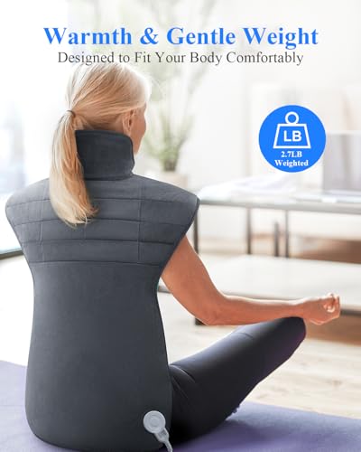 Heating Pad for Neck Shoulders and Back, 2.7lb Weighted Electric Heat Pad 6 Heat Levels 4 Auto Timers, 22"x37" Large Heated Pad for Full Body Relax, ETL Certified, Birthday Gifts for Women Men Mom Dad