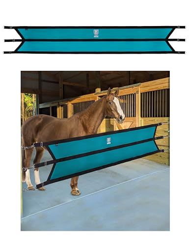 Harrison Howard Stall Guard for Aisle Home Barn Use with Sturdy Spring Hooks and D-Rings Adjustable Straps Aisle Stall Guard for Horses Dark Teal - color: Dark Teal