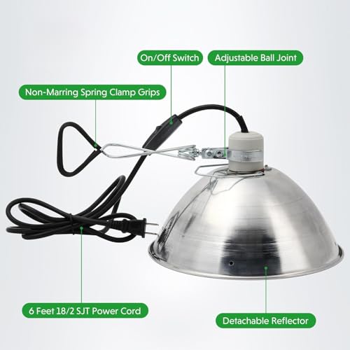 Simple Deluxe Adjustable Clamp Lamp with 10.5" Aluminum Reflector and Bulb Guard, 250W E26 Socket (Bulb Not Included), 6ft 18/2 SJT Cord,Silver - size: 10.5 Inch (250 Watts), style: 2-Pack (Ceramics)