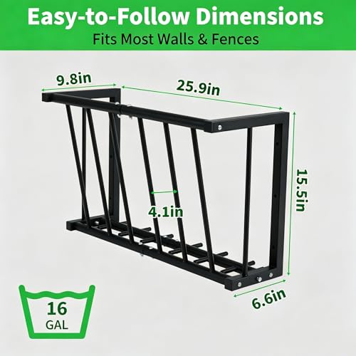 Wall Mount Hay Rack for Goats, Sheep, Horses – Heavy Duty 16 Gallon Livestock Hay Feeder, Hanging Blanket Holder with Rust Resistant Coating, Space Saving Farm Goat Feeder for Indoor, Outdoor Use - size: 16 Gallon