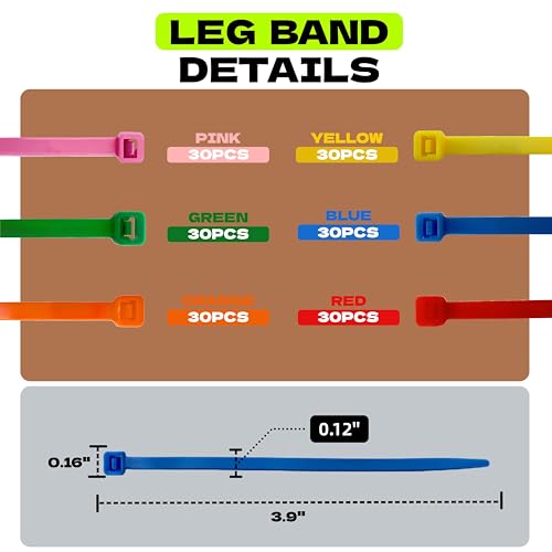 Vibrant DIY Number and Letter Chick Chicken Leg Bands - Easily Identify and Management Your Poultry with Colorful Leg Bands - Perfect for Chicken,Duck,and Goose Owners (180, Number) - color: Number