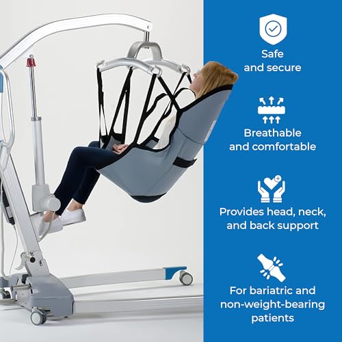Patient Aid Padded U-Sling with Head Support for Hoyer Patient Lift Sling | Holds up to 600 lb | Soft Polyester Fabric | Head & Body Support | Lifting Straps for Safe Transfers of the Elderly Patients - size: X-Large