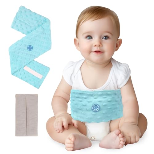 Colic and Gas Relief for Newborns, Flaxseed Heated Tummy Wrap | Infants Baby Swaddling Belt with Soothing Warmth, Natural Relief for Upset Stomach in Babies Toddlers, 0-3 Years (Blue) - color: Blue