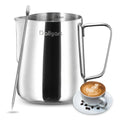 Dailyart Milk Frother Cup 12oz/350ml Milk Frothing Pitcher | 304 Stainless Steel Milk Steamer Cup with Scale, Espresso Accessories, Milk Pitcher with Art Pen for Coffee Latte Art - size: 11.8 Ounces