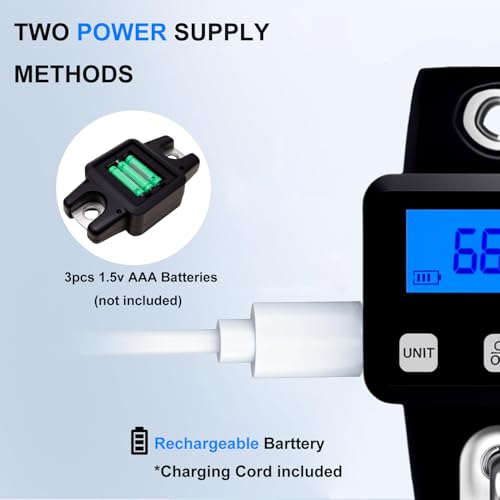660lbs Digital Hanging Scale Type-C Rechargeable – High Precision Handheld Mini Crane Scale with S-Hook, Fishing Scale for Farm, Fishing, Hunting