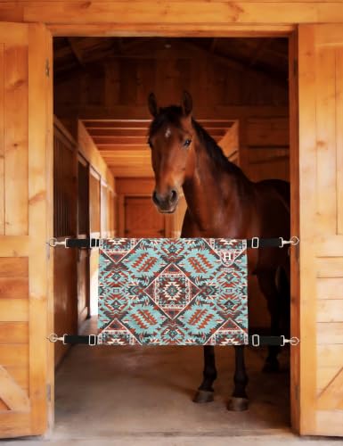 Harrison Howard Horse Stall Guard with Adjustable Straps and Sturdy Spring Hooks Included Aisle Guard Stall Guard for Horses,Aztec Plains - color: Aztec Plains