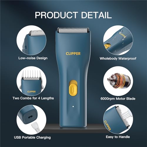 Prowerful Home Professional Dog Grooming Kit Clipper Low Noise USB Rechargeable Gifts for Dog Cat Green,TS006 - color: Ts006-green