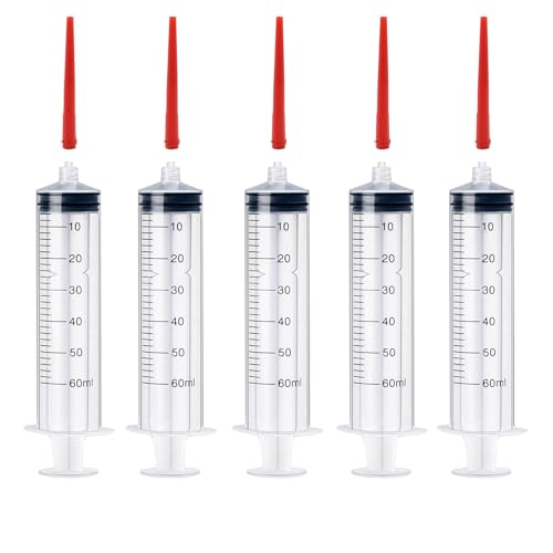 5Pcs Drench Gun Feeding Syringe, Small Animal Pet Livestock Drench Syringe with 5Pcs Screw In Drench Nozzle for Liquid Measuring Watering Refilling Feeding (50ML) - size: 50ML