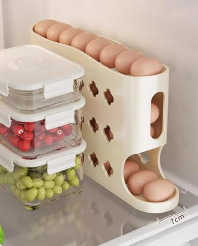 Rotating egg storage box, multi-layer kitchen egg rack, automatic egg roller, refrigerator side door egg tray