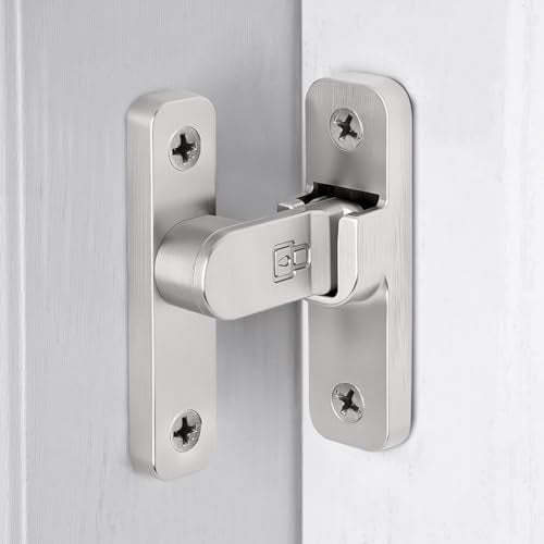 Silvery 90 Degree Right Angle Barn Door Latches，Flip Gate Lock | Zinc Alloy Sliding Door Latch Lock,Cabinet Lock,for bedroom,Wine Cabinet,drawer,cabinet,garage,window,Pet Cage - color: Silvery