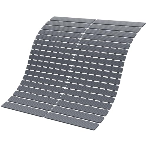 MBOSS Bathtub Mat Non Slip,Super Soft Bath Mat for Tub 24 X 24 Inch,Shower Mat with Suction Cups and Drain Holes,Non Slip Bathtub Mat for Elderly - color: Dark Gray