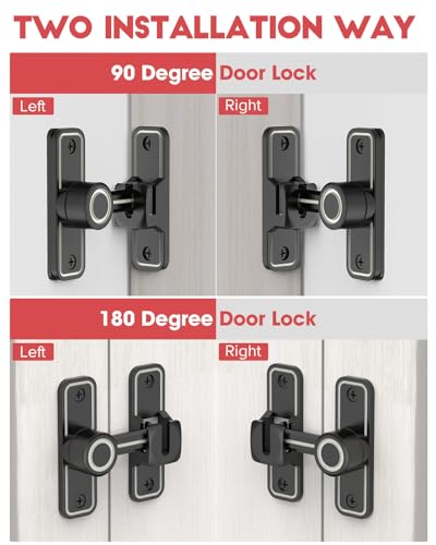 Heavy Duty Gate Latches 90 Degree Right Angle Barn Door Lock, Anti-Theft Sliding Door Lock Latch for Wooden Fence Garden Bathroom Outdoor Garage Window Include Screw (Luminous Black) | Anti-Theft Sliding Door Lock Latch for Wooden Fence, Garden, Bathroom,