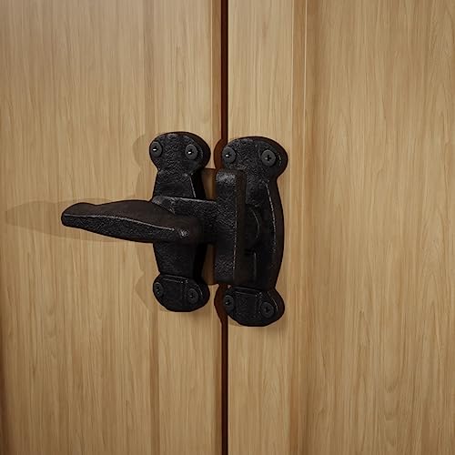 Renovators Supply Manufacturing Door Latch 2 in. Black Wrought Iron Latch Latch Lock for Cabinets/Windows with Mounting Hardware Pack of 2 - size: Pack of 2