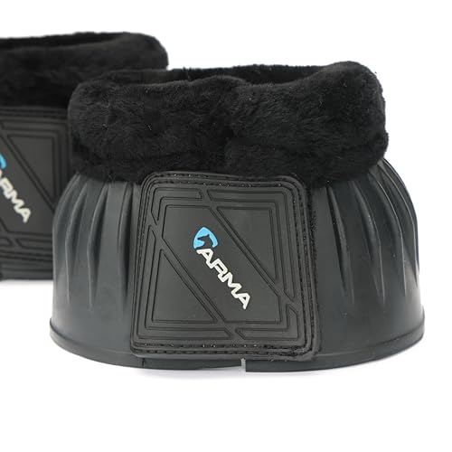 Shires Arma Overreach Fleece Bell Boots - Durable Gum Rubber with SupaFleece Trim and Double Velcro Black/Pony - color: Black, size: Pony