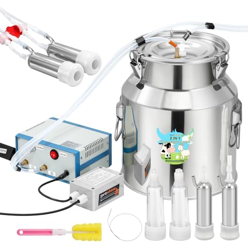 Upgraded 2 in 1 14L Electric Milking Machine with 4 Cow Teat Cups & 2 Goat Teat Cups