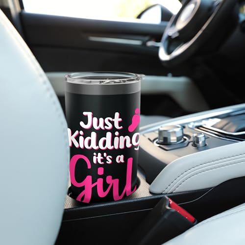 Just Kidding It's a Girl Pink Gender Reveal Party Supplies Stainless Steel Insulated Tumbler
