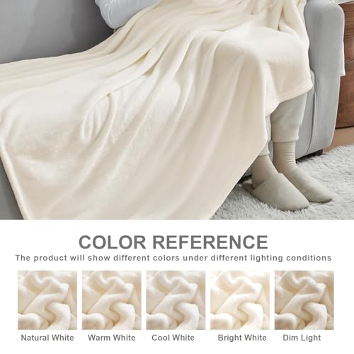 Hansleep Twin Beige Fleece Blanket, Soft Flannel Bed Blanket | Fuzzy Cozy Blanket 60x80 Inches, Multi-use for Bed, Sofa, Couch, Travel, Camping, All Season Warm Lightweight Cover - color: Beige, size: Twin (60x80 Inches)