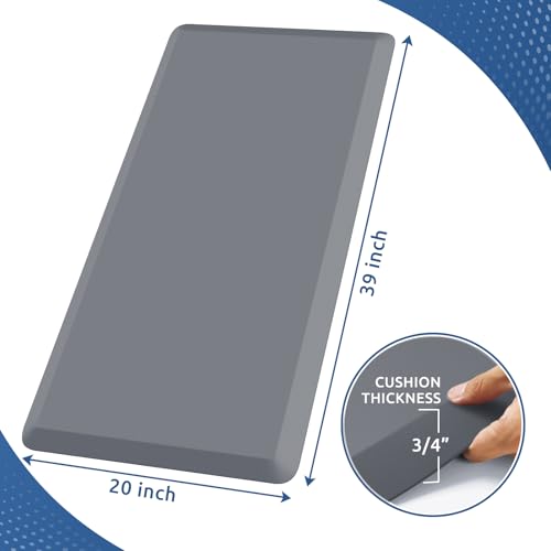 0.8" Thick Kitchen Mat Cushioned Anti Fatigue Rug Comfort Floor Mats | Water-Resistant, Non-Slip, Easy to Clean Comfort Floor Mat for Kitchen, Sink & Office, Multiple Colors & Sizes, 39" x 20" - color: Grey, size: 39"L x 20"W x 0.8"Th