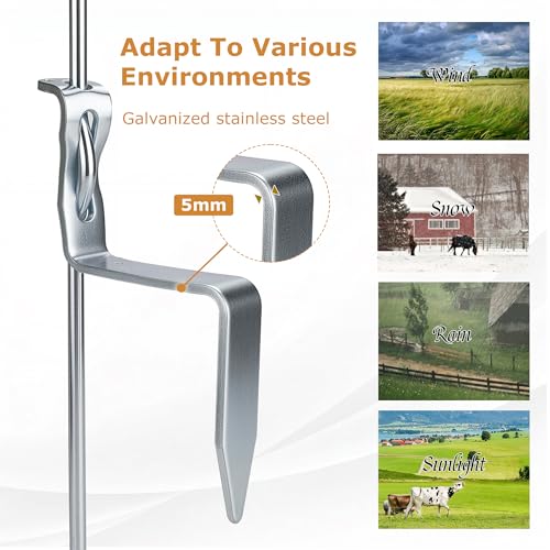 41 Inches Pig Tail Electric Fence Post, 30 Pack Stainless Steel Step in Fence Post, Electric Fencing Post for Garden and Livestock, Yellow - color: Yellow