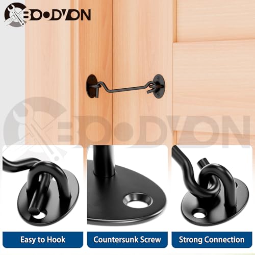 5 Inch Hook and Eye Latch, Privacy Eye Hook Latch for Sliding Door/Barn Door, Black Sliding Door Lock with Screws for Window, Cabin Hooks, 1 Pack - size: 5 Inch