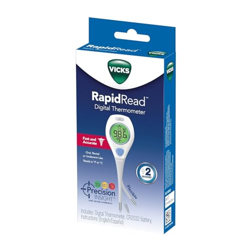 Vicks RapidRead Digital Thermometer | Temperature Readings in 2 Seconds, Use as Oral Thermometer for Adults and Baby, Rectal Thermometer or Under Arm - style: Thermometer