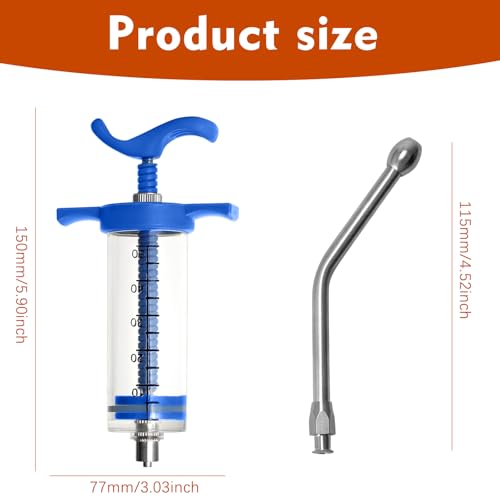 50 mL Reusable Feeding Syringes with 2 Nozzles, 1 Pack | Adjustable Medicine Doser and Drench Gun for Newborn Pets, Goats, Lambs, Pigs, Dogs, Cats, Birds and Other Small Animals - size: 50ml(1-Pack)