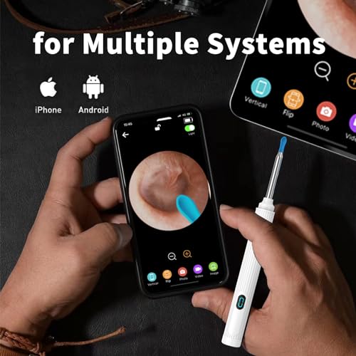 Ear Wax Removal Tool Kit, Ear Cleaner Earwax Removal Kit with Camera and Light, Ear Wax Cleaner with 1080P Ear Camera for iOS & Android(White) - color: Ear Wax Removal White