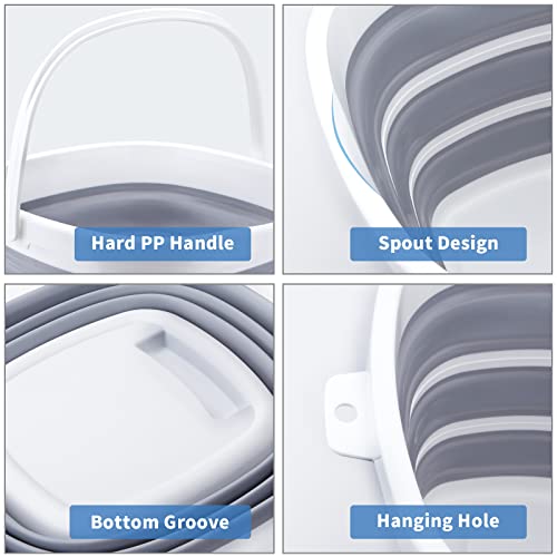 2 Pack Collapsible Buckets 10L 2.6 Gallon Cleaning Bucket Mop Bucket Folding Foldable Portable Small Plastic Water Supplies for Outdoor Garden Camping Fishing Car Wash Space Saving Square - color: 2 Pack - 10l