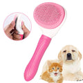 Aogeili Self-Clean Slicker Brush, Deshedding Comb for Dogs Cats Rabbits | One-Click Release Removes Loose Undercoat, Mats & Tangles, for Long & Short Hair Shedding Pets - color: Pink