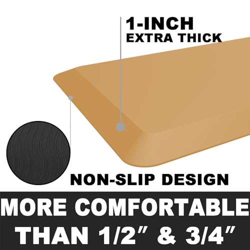 1" Extra Thick Anti Fatigue Floor Mat 30" L x 20" W,Kitchen Mat, Standing Desk Mat,140D Advanced PU Foam Ergonomic Comfort at Home, Office, Garage, Sink (Orange) - color: Orange, size: 30"L x 20"W x 1"Th
